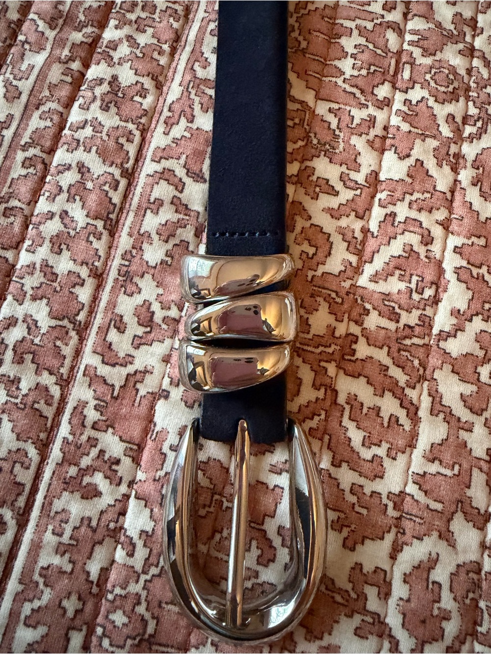 Madewell Navy Suede Women’s Belt with Silver Buckle Medium